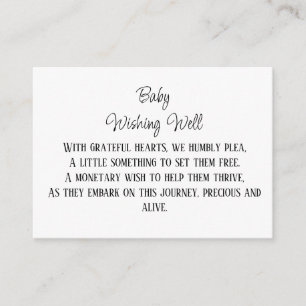 Minimalist Baby Wishing Well Monetary Contribution Enclosure Card