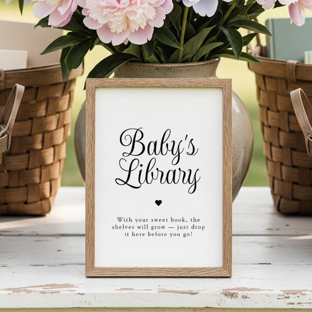 Minimalist "Baby's Library" Baby Shower Sign (Creator Uploaded)