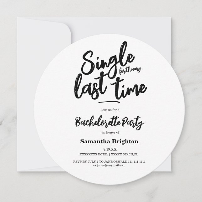 Minimalist Bachelorette Party Invitation (Front)
