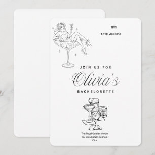 Minimalist Bachelorette Party Invitation   Editabl