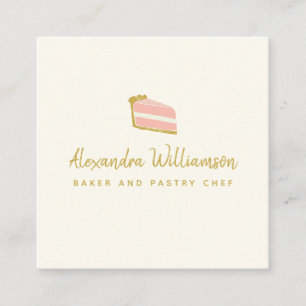Minimalist Baker Hand Drawn Cake Personalised Square Business Card