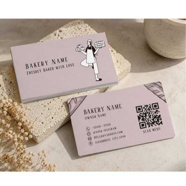 Minimalist Bakery Business Card | Modern QR Code  (Creator Uploaded)