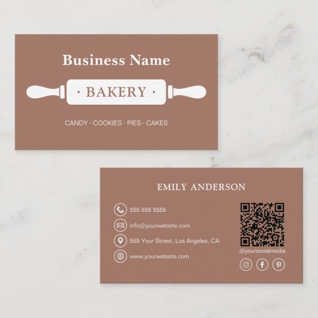 Minimalist Bakery QR Social Media Business Card (Front/Back)