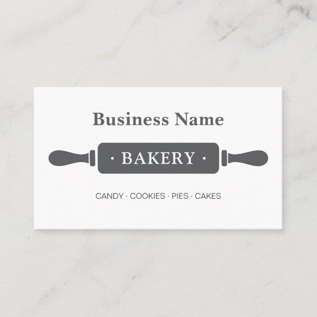 Minimalist Bakery Rolling Pin Business Card (Front)