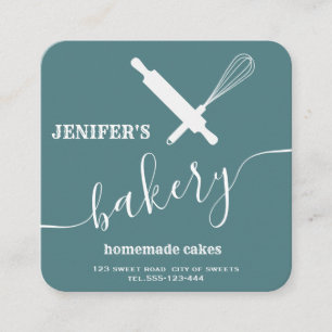 Minimalist bakery rolling pin whisk square business card
