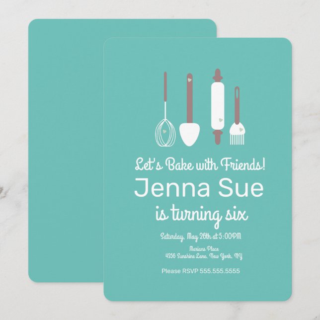 Minimalist Baking Birthday Party Utensils Invitation (Front/Back)