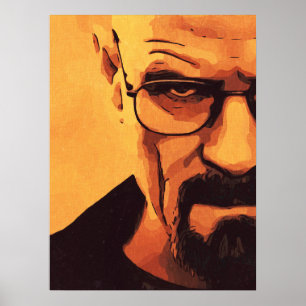 Minimalist Bald Man Portrait Glasses Beard Modern Poster