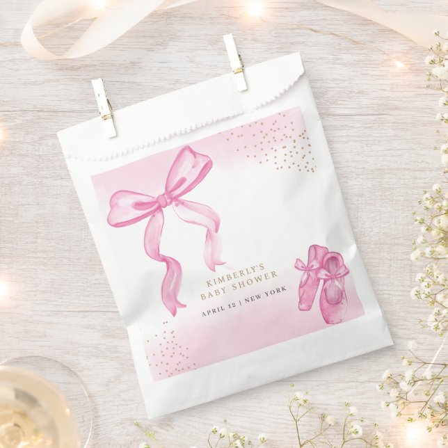 Minimalist Ballerina Shoes Bow Baby Shower Favour Bags (Clipped)
