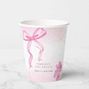 Minimalist Ballerina Shoes Bow Baby Shower Paper Cups