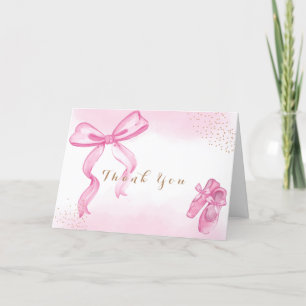 Minimalist Ballerina Shoes Bow Baby Shower Thank You Card