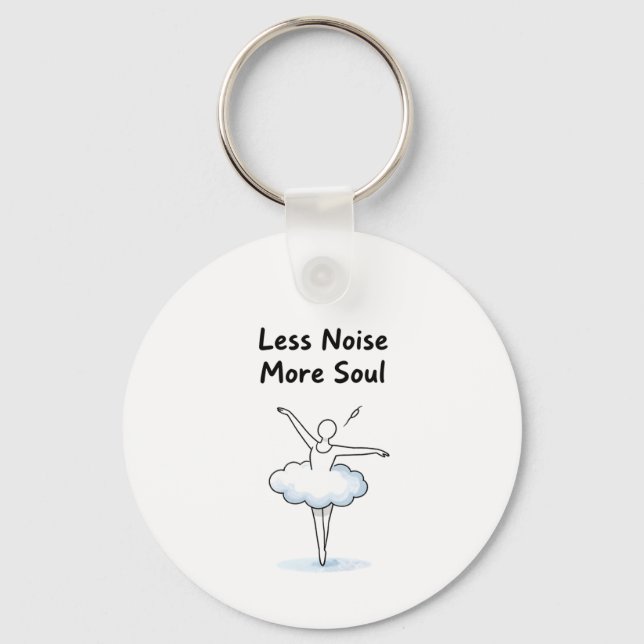Minimalist Ballet Dancer Soul Quote Art Key Ring (Front)