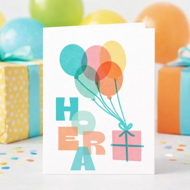 Minimalist Balloons Gift Hooray Birthday Card (Creator Uploaded)