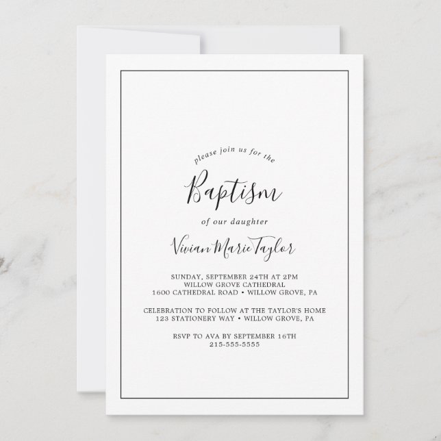 Minimalist Baptism Invitation (Front)