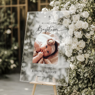 Minimalist Baptism Photo Arch Welcome Acrylic Sign