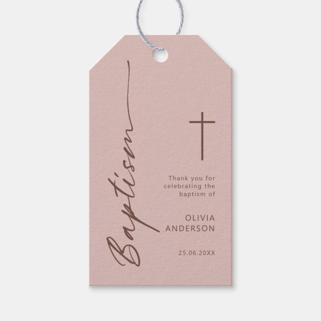 Minimalist Baptism thank you tag (Front)