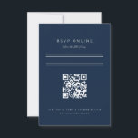 Minimalist Bar Mitzvah Navy Blue Silver QR Code RSVP Card<br><div class="desc">Minimalist layout. Change the colour and fonts even the lines and custom colour background to match your event. QR code online website rsvp card</div>