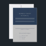 Minimalist Bar Mitzvah Navy Blue Silver RSVP Card<br><div class="desc">Minimalist layout. Change the colour and fonts even the lines and custom colour background to match your event.</div>