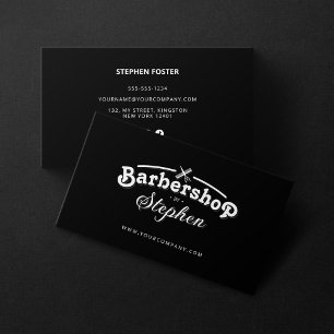 Minimalist Barbershop Hairstylist Scissor Black Business Card
