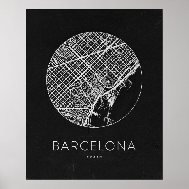 Minimalist Barcelona City Map Poster (Front)
