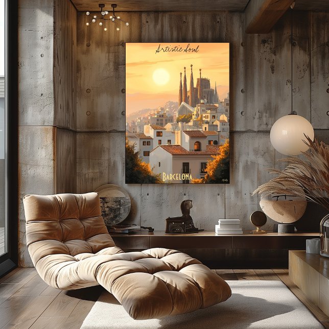 Minimalist Barcelona Skyline – Soft Tone Art Spain Poster (Creator Uploaded)