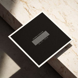 Minimalist Barcode Chic: Black & White Wedding Napkin