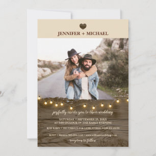 Minimalist Barn Wood Photo Wedding Invitation