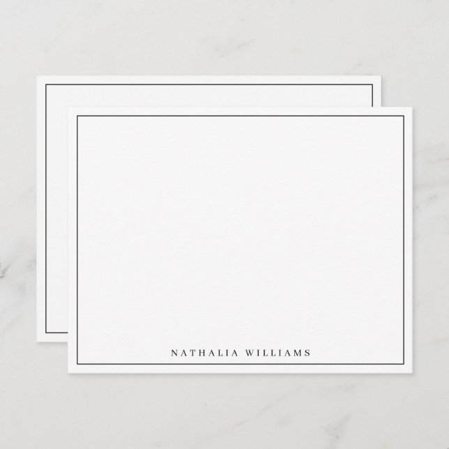 Minimalist Basic Personalise Black Stationery Card (Front/Back)