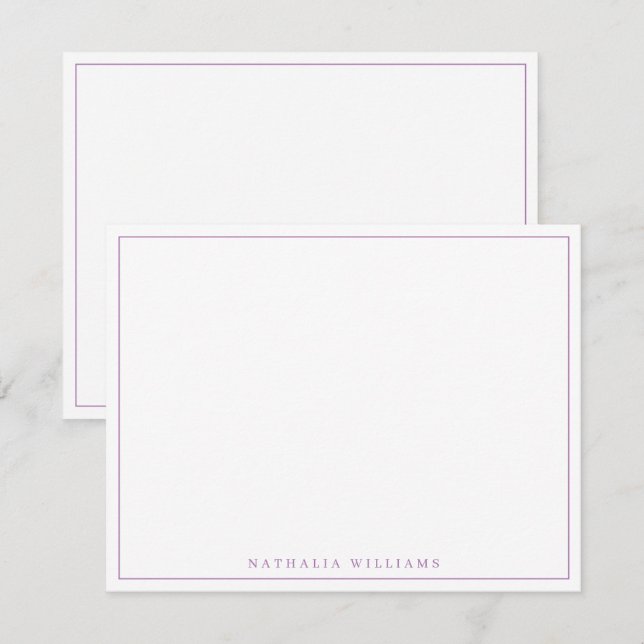 Minimalist Basic Personalise Lavender Stationery Card (Front/Back)