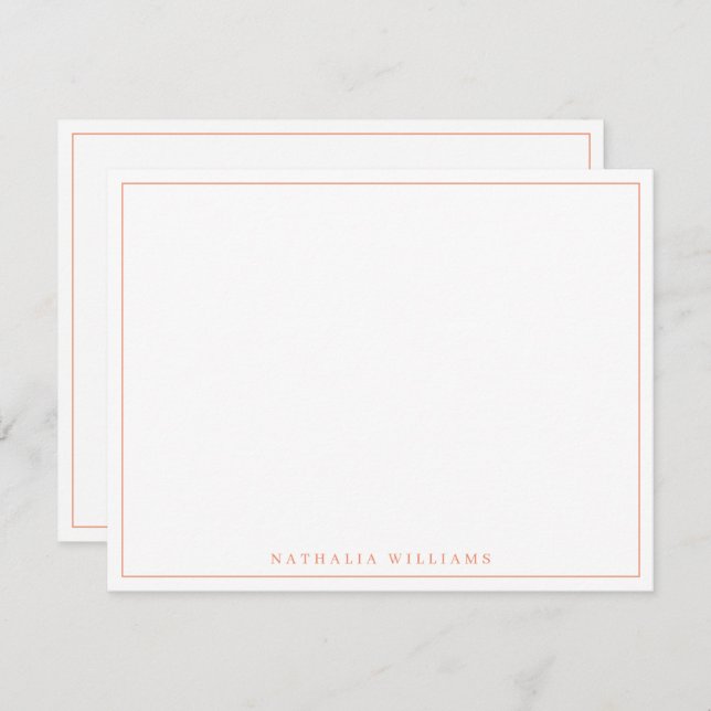 Minimalist Basic Personalise Orange Stationery Card (Front/Back)