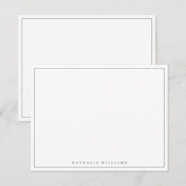 Minimalist Basic Personalised Grey Stationery Card (Front/Back)