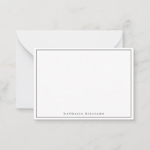 Minimalist Basic Personalize Black Stationery Card