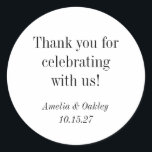 Minimalist Basic White Elegant Wedding Thank You Classic Round Sticker<br><div class="desc">Minimalist Basic White Elegant Wedding Custom Thank You Classic Round Sticker</div>