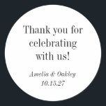 Minimalist Basic White Elegant Wedding Thank You Classic Round Sticker<br><div class="desc">Minimalist Basic White Elegant Wedding Custom Thank You Classic Round Sticker</div>