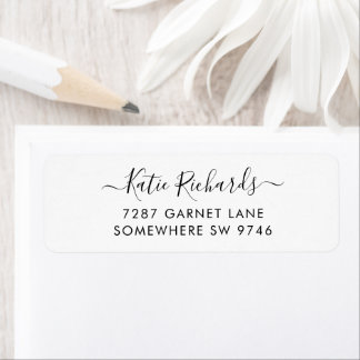 Minimalist Basic White Script Label