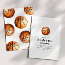 Minimalist Basketball Birthday Invitation