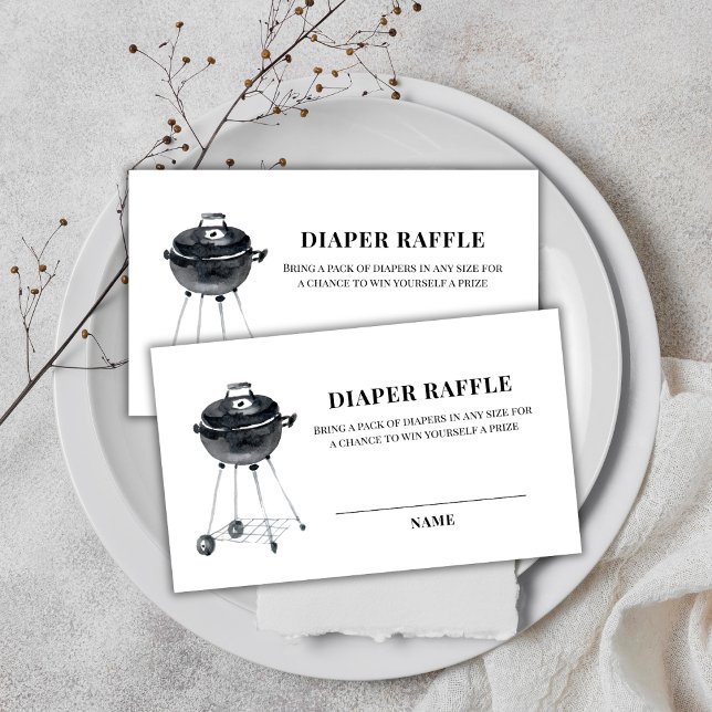 Minimalist BBQ Grill Diaper Raffle Baby Shower  Enclosure Card (Minimalist BBQ Grill Diaper Raffle Baby Shower Enclosure Card)