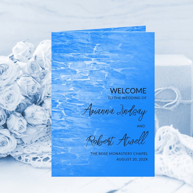 Minimalist Beach Azsure Blue Wedding Booklet Programme (Creator Uploaded)