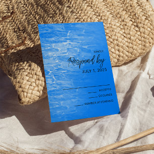 Minimalist Beach Azure Blue RSVP Card
