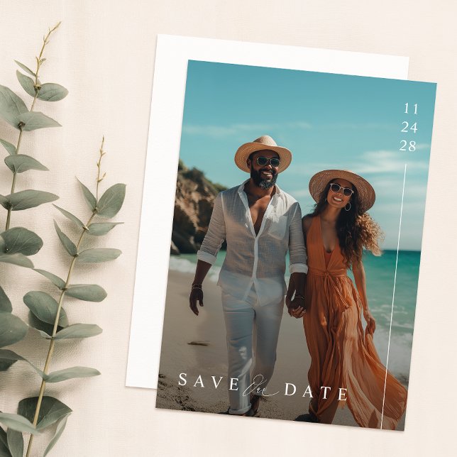 Minimalist Beach Photo Double Sided Wedding Save The Date (Creator Uploaded)