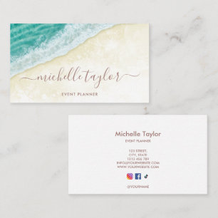 Minimalist beach watercolor social media business card