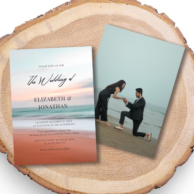 Minimalist Beach Wedding Invitation With Photo (Creator Uploaded)