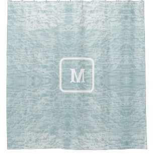 Minimalist Beachy Light Seafoam Monogram Shower Curtain