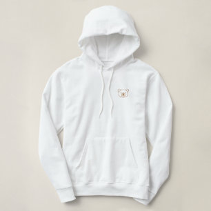 Minimalist Bear Face Hoodie - Cute Line Art