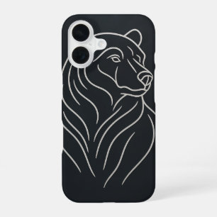Minimalist Bear Line Drawing iPhone 16 Case