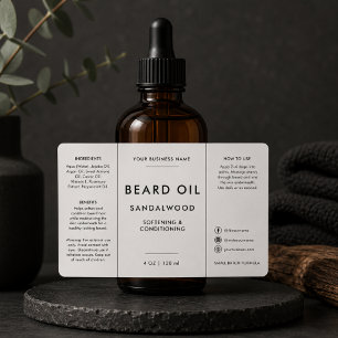 Minimalist Beard Oil 4oz Dropper Bottle Label