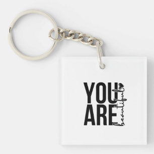 Minimalist “Beautiful” Typography Design – Black a Key Ring
