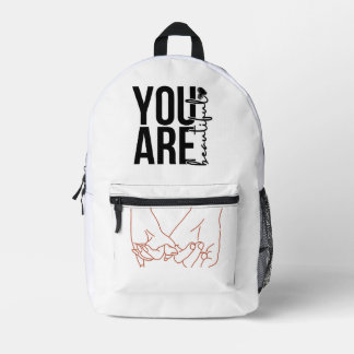 Minimalist “Beautiful” Typography Design – Black a Printed Backpack