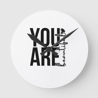Minimalist “Beautiful” Typography Design – Black a Round Clock