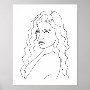 Minimalist Beautiful Woman Line Art Poster