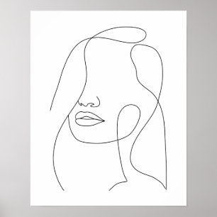 Minimalist Beautiful Woman Line Art Poster